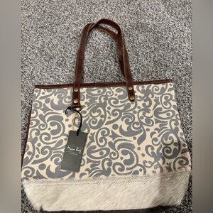 MYRA Canvas Tote Bag. Leather Myra Bag Tote Bags Upcycled Bag Utility Tote NWT